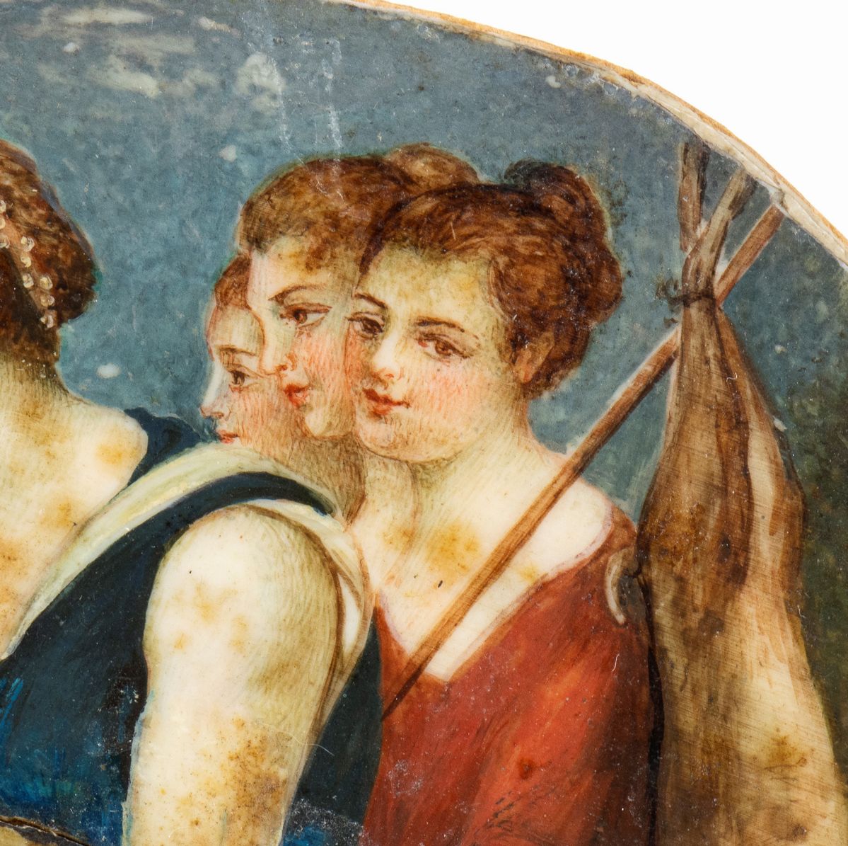 Placchetta in Avorio Dipinto Raffigurante Diana con Ninfe e Satiri