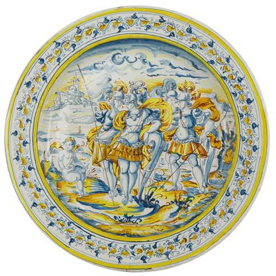 Piatto da Pompa in Ceramica Policroma