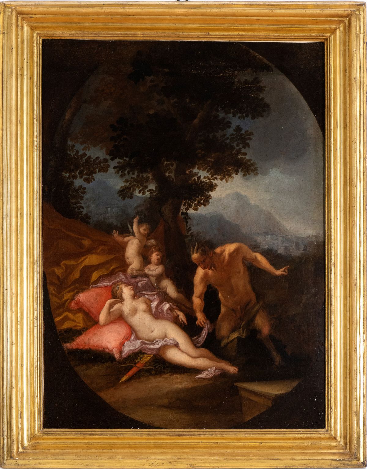 Artista Attivo a Roma, Seconda Metà del XVII Secolo - Venere Dormiente Insidiata da un Satiro