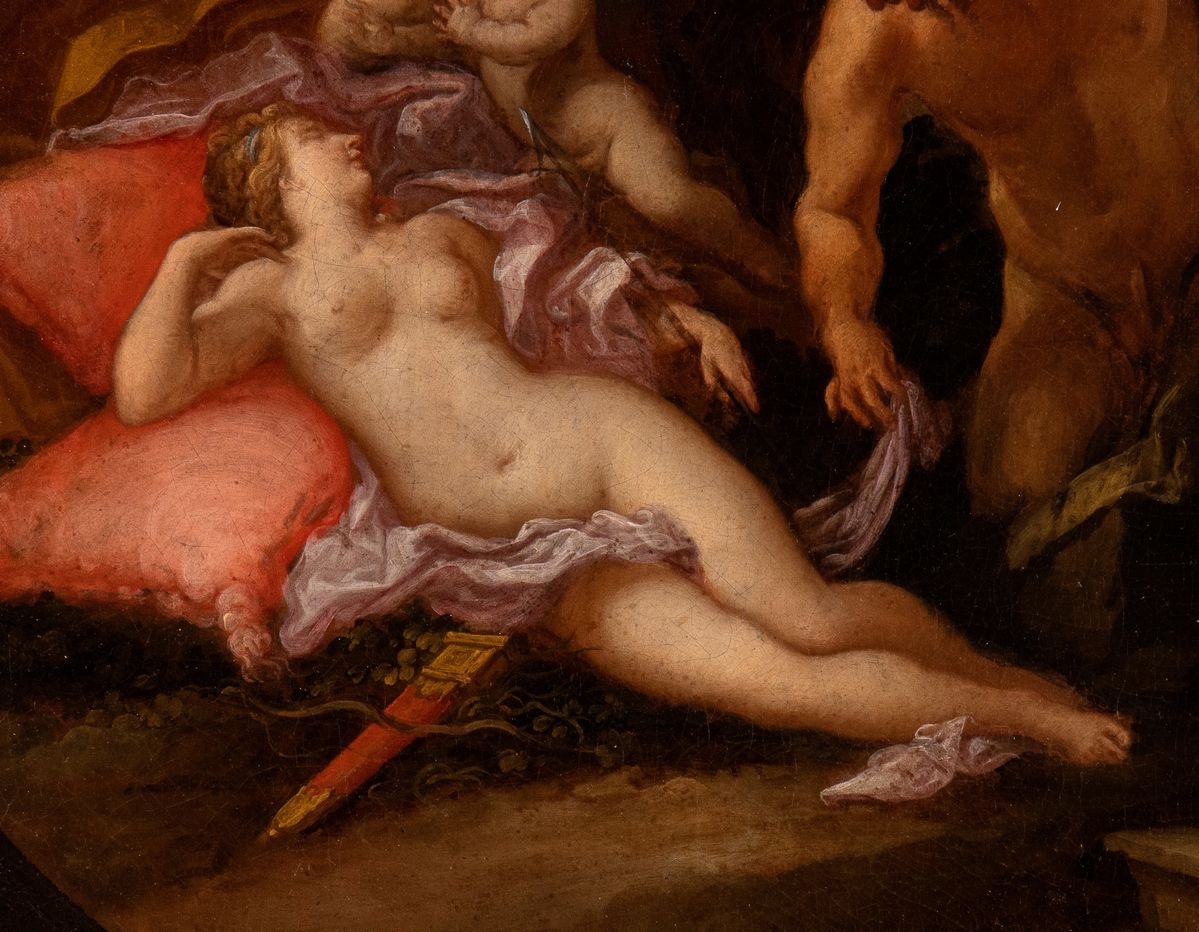 Artista Attivo a Roma, Seconda Metà del XVII Secolo - Venere Dormiente Insidiata da un Satiro