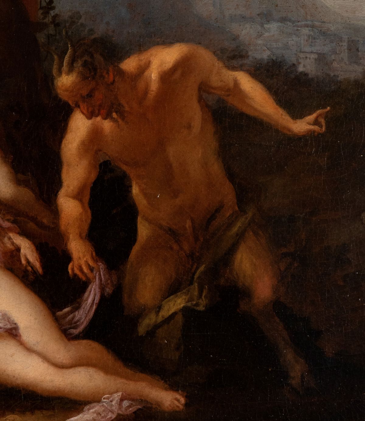 Artista Attivo a Roma, Seconda Metà del XVII Secolo - Venere Dormiente Insidiata da un Satiro
