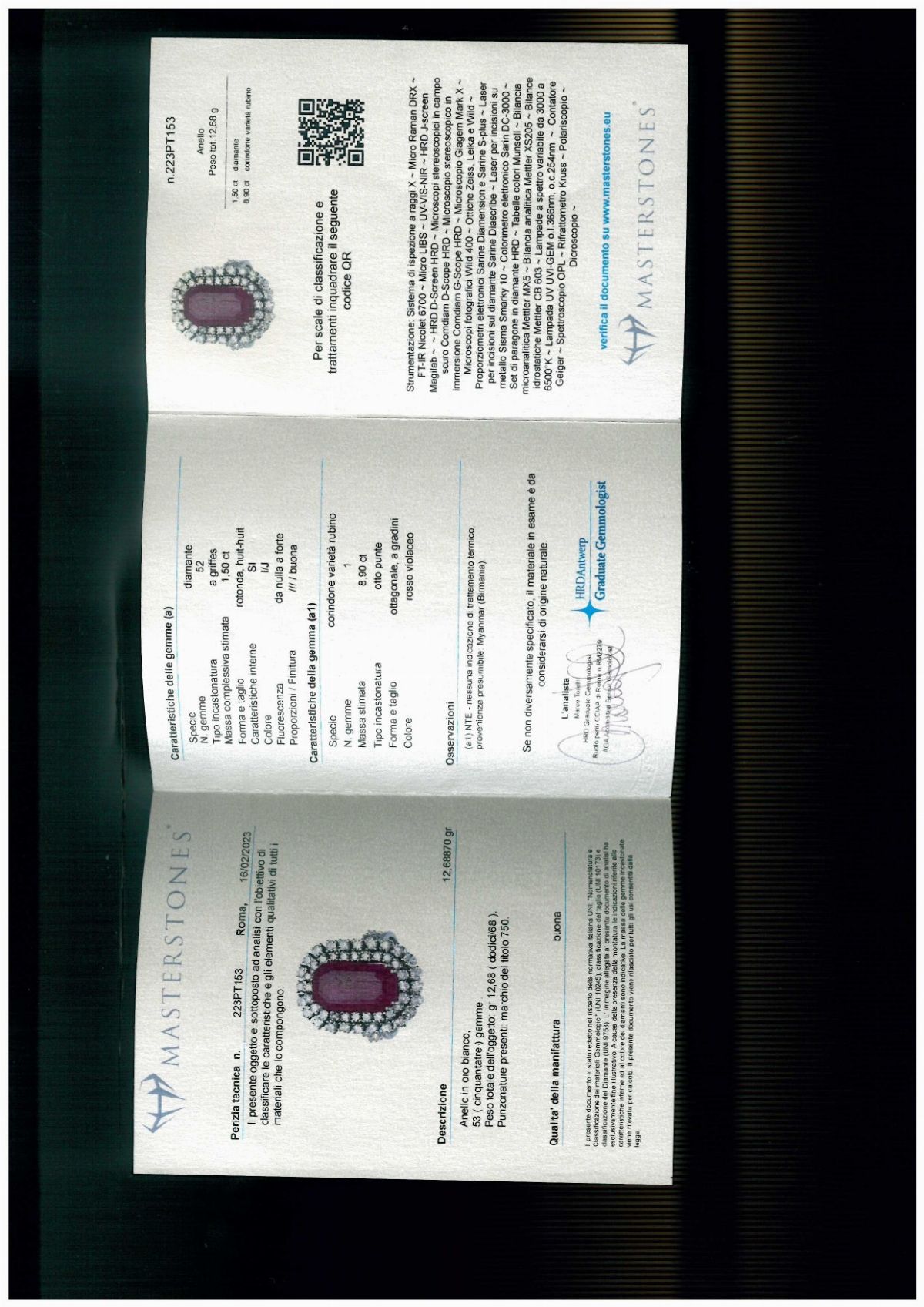 Anello in oro con rubino Birmano e diamanti