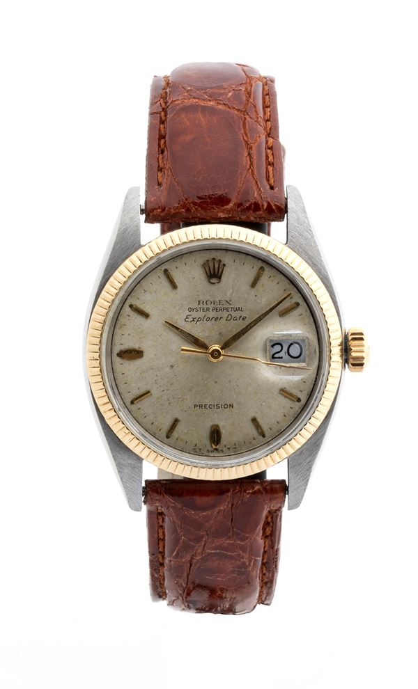 ROLEX Explorer Date: rarissimo orologio da polso in acciaio e oro ref. 5701, 1960