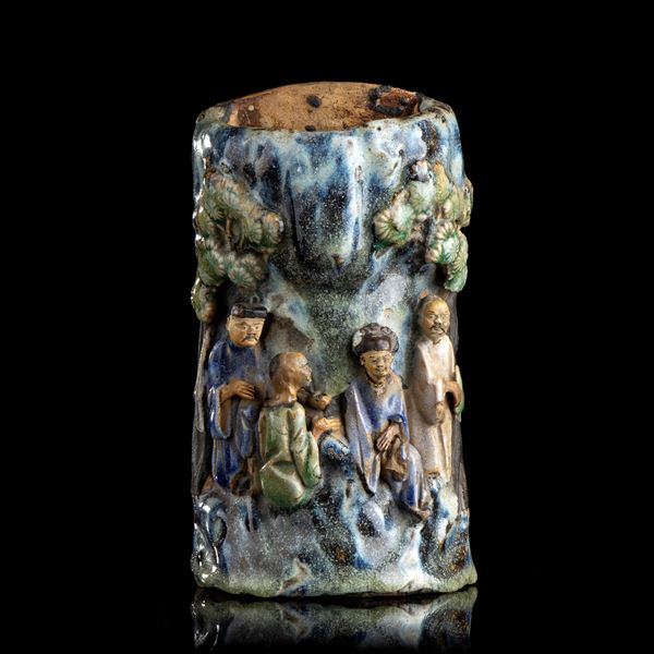 A SHIWAN CERAMIC WALL VASE