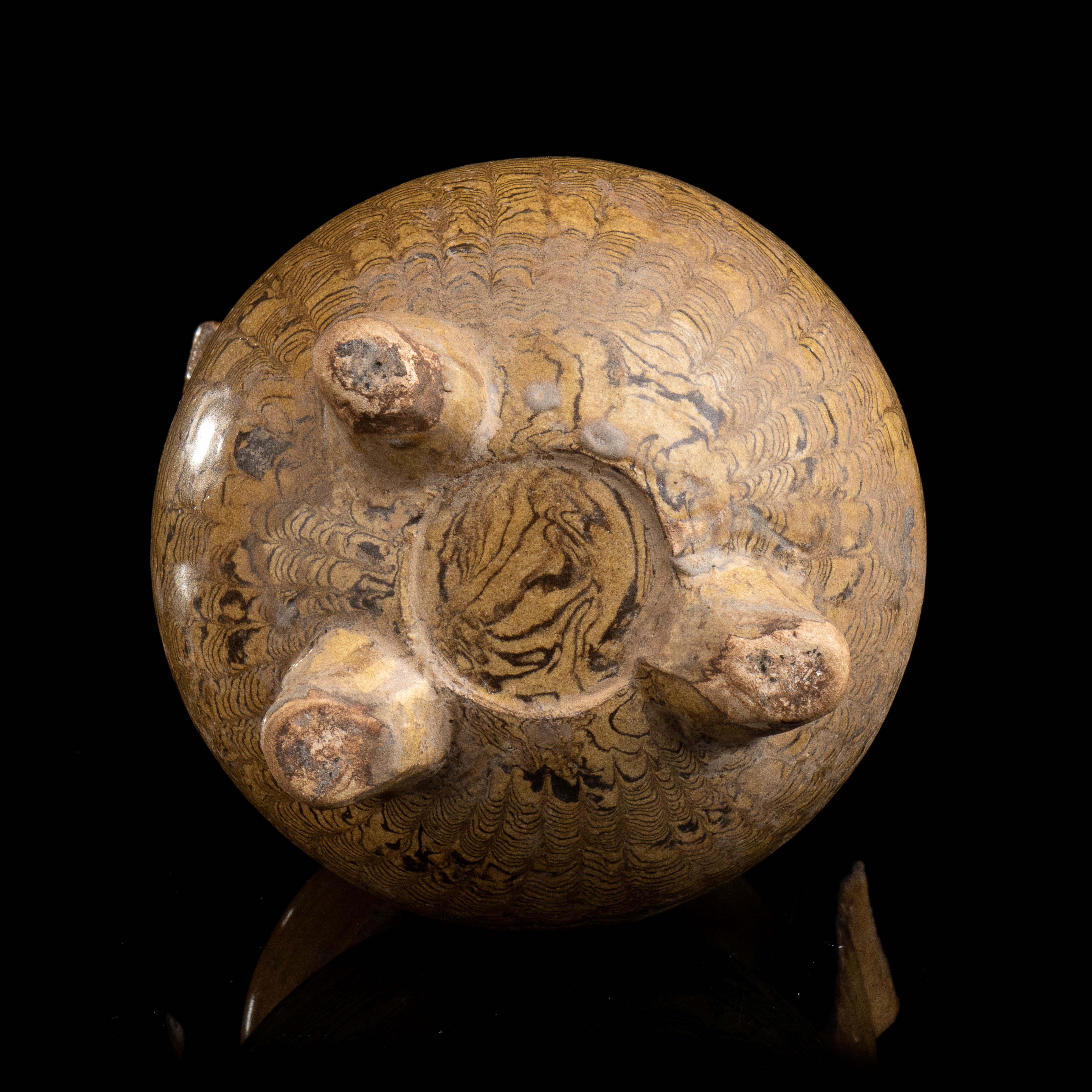Vasetto Tripode in Ceramica con Invetriatura Marmorizzata