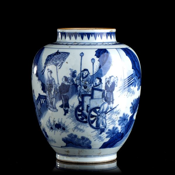 A 'BLUE AND WHITE' PORCELAIN JAR