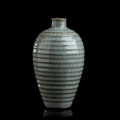 Vaso a Bottiglia in Ceramica con Invetriatura Céladon
