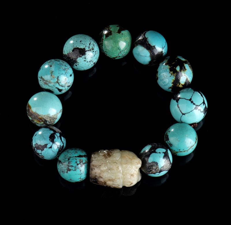 BRACCIALE IN TURCHESE E GIADA