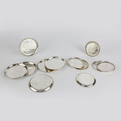 Lotto di 12 Sottobicchieri in Argento Sterling 925/1000