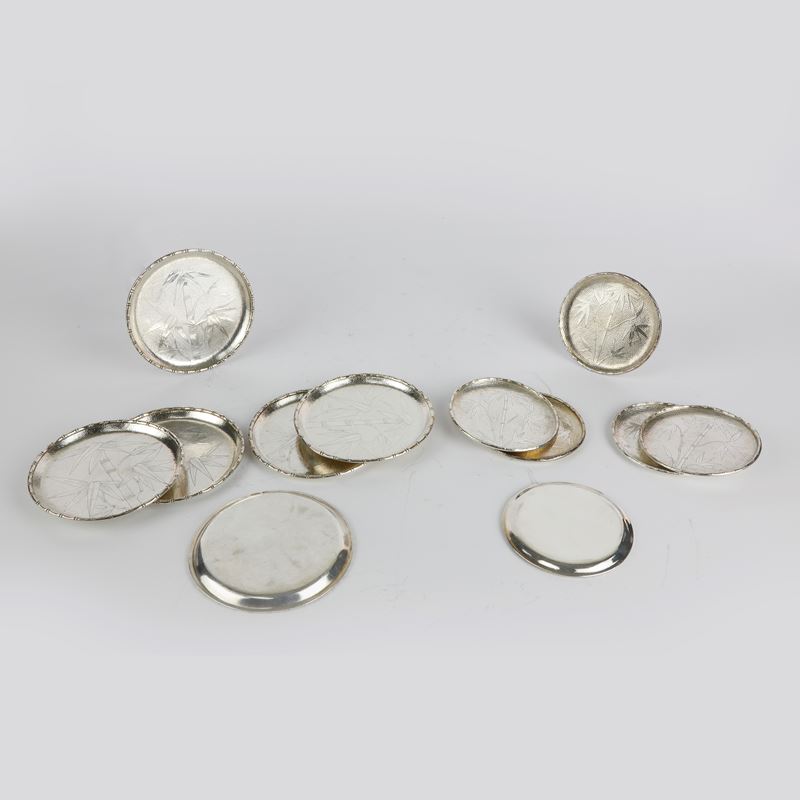 Lotto di 12 Sottobicchieri in Argento Sterling 925/1000
