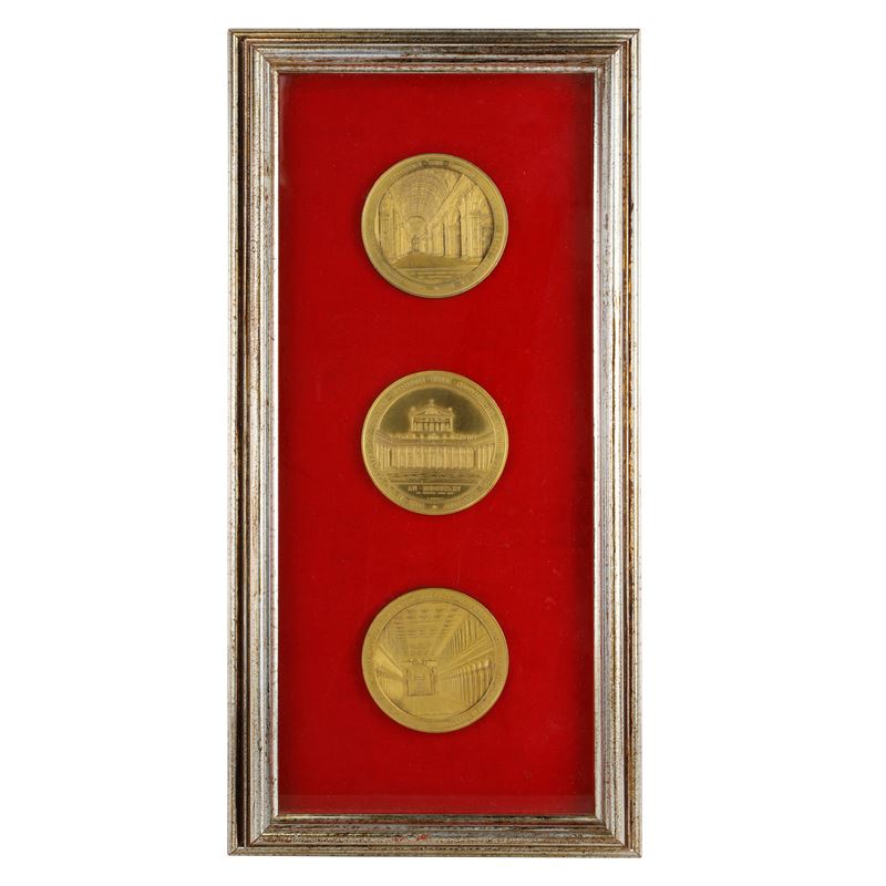 Lotto di 3 Medaglie in Bronzo Dorato