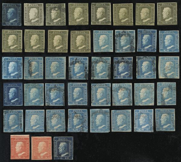 Sicily - Splendid set of 43 values  - Auction Stamps and Postal History - Bertolami Fine Art - Casa d'Aste