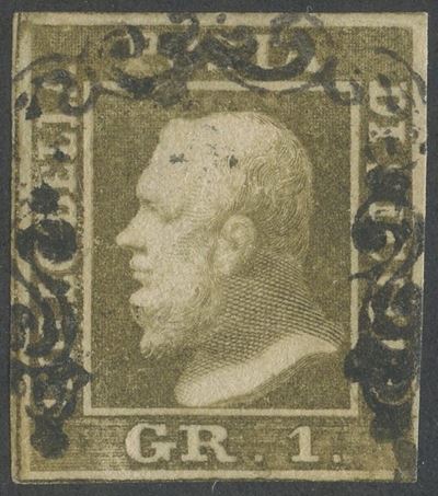 Alberto Diena, Sicilia (1 gr. oliva) su carta di Napoli, n. 4d
