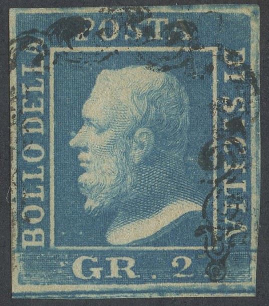 Alberto Diena, Sicilia 2 gr. cobalto (I tav. n. 6b), 1859