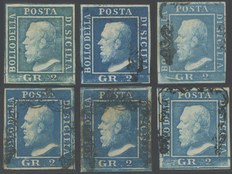 Alberto Diena, Sicilia (insieme di 6 valori, 2 gr., francobolli del 1859)