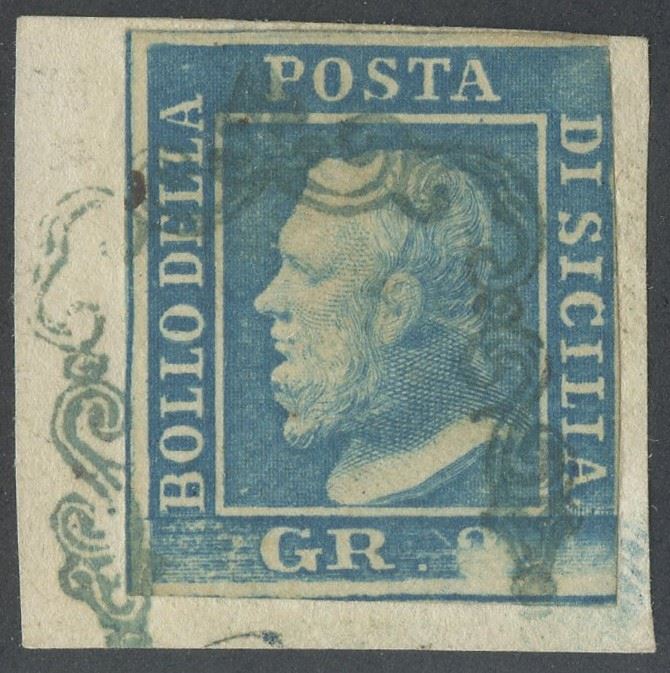 Emilio Diena, Sicilia, 2 gr. I tavolo azzurro annullato