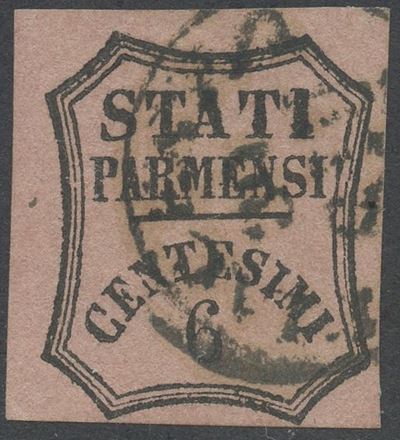 Francobollo, Parma – Segnatasse per giornali, 6 centesimi rosa vivo (1853)