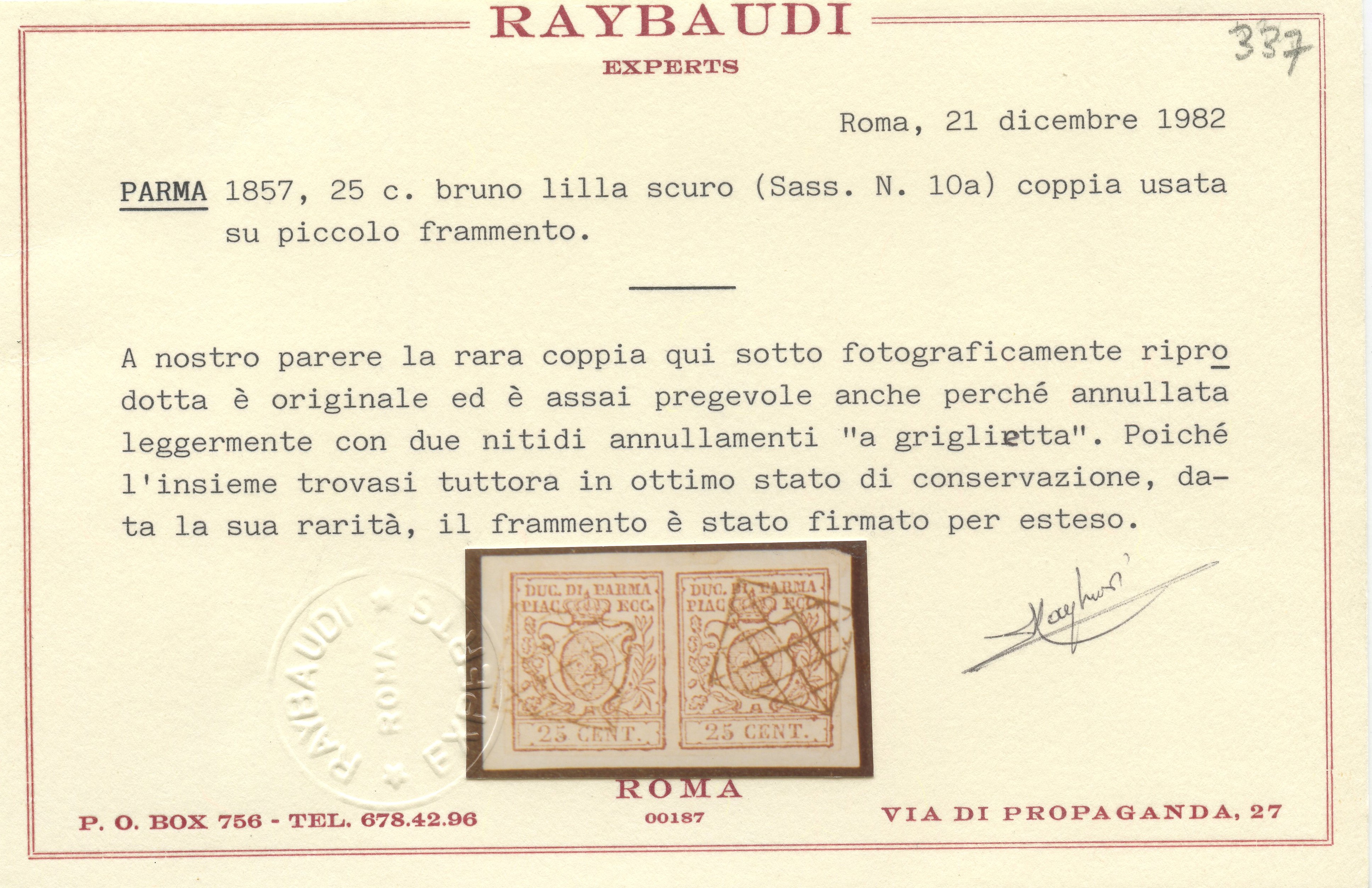 Ducato di Parma - Rara Coppia del 25 Cent. III Emissione.