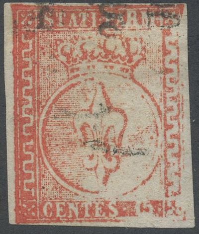 Ducato di Parma, 15 cent. vermiglio n.10, 1857