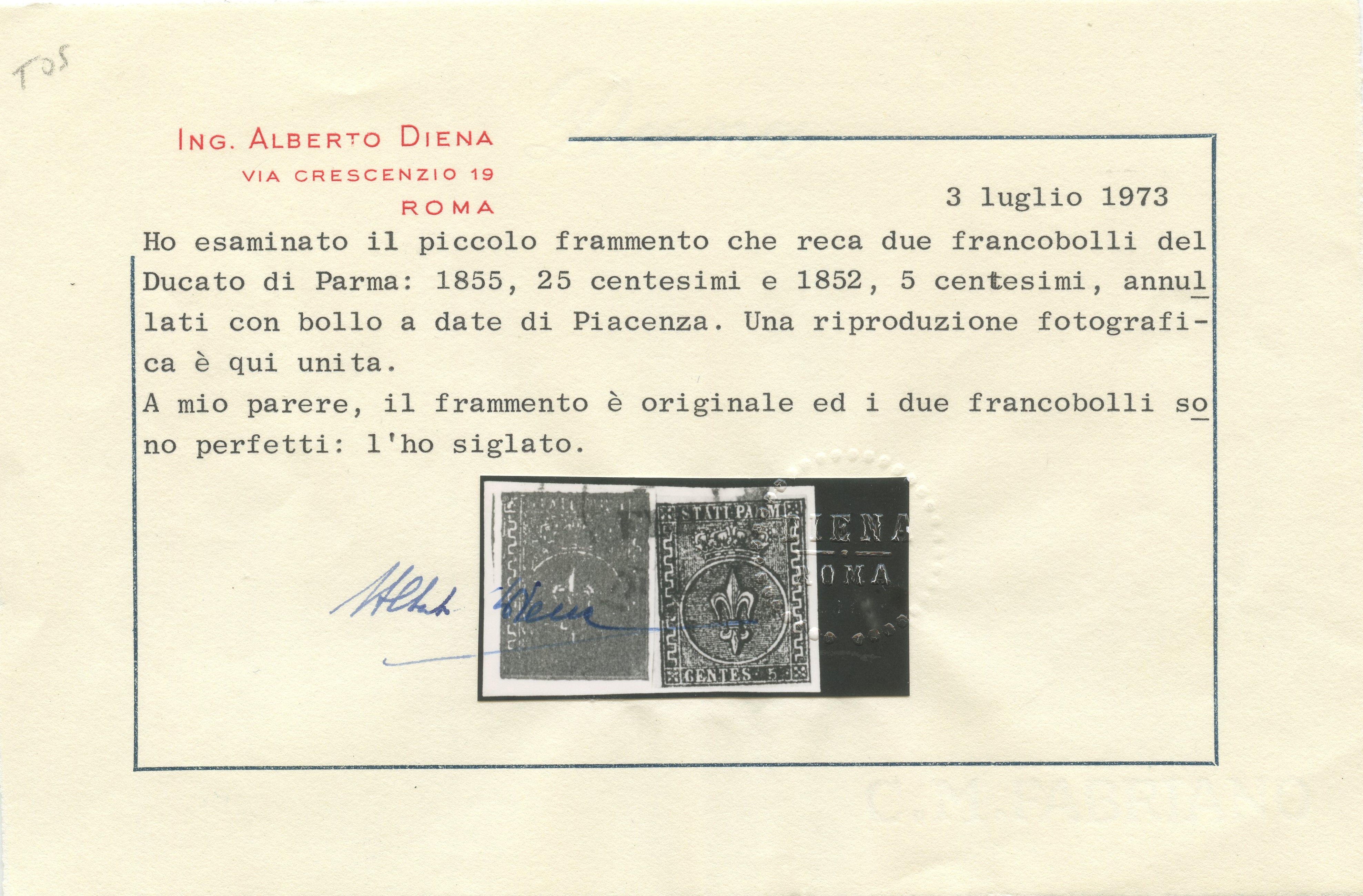 Ducato di Parma - Rara Varietà 25 Cent. Sena le Cifre del Valore e Senza la Parola ''centes''