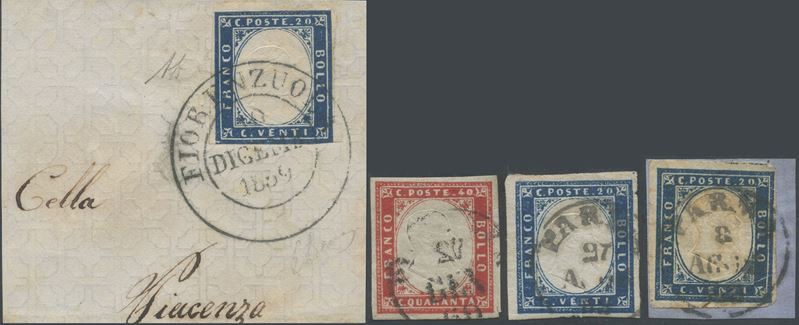 Emissione IV di Sardegna, Valori da 1859 “Gov. Provvisorio” per Parma (4 francobolli)
