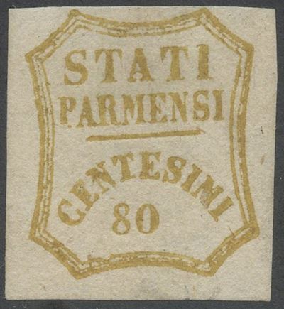 Parma, Governatorato Provvisorio, 80 centesimi bistro oliva con '0' grasso n.18d