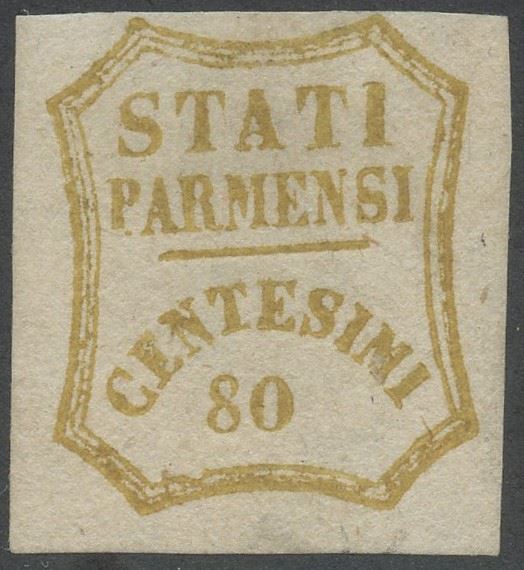 Parma, Governatorato Provvisorio, 80 centesimi bistro oliva con '0' grasso n.18d