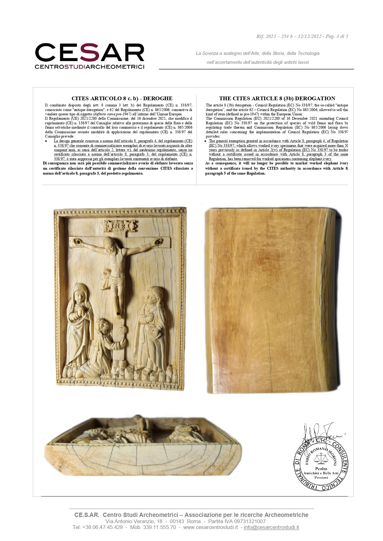 Rilievo in Avorio Raffigurante la Crocifissione di Cristo