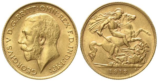 INGHILTERRA. Giorgio V (1910 - 1936). Mezza Sterlina 1912. Au 917 (3,98 g; 18,9 mm)  - Auction Modern Coins - Bertolami Fine Art - Casa d'Aste