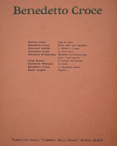 Benedetto Croce. 1920.