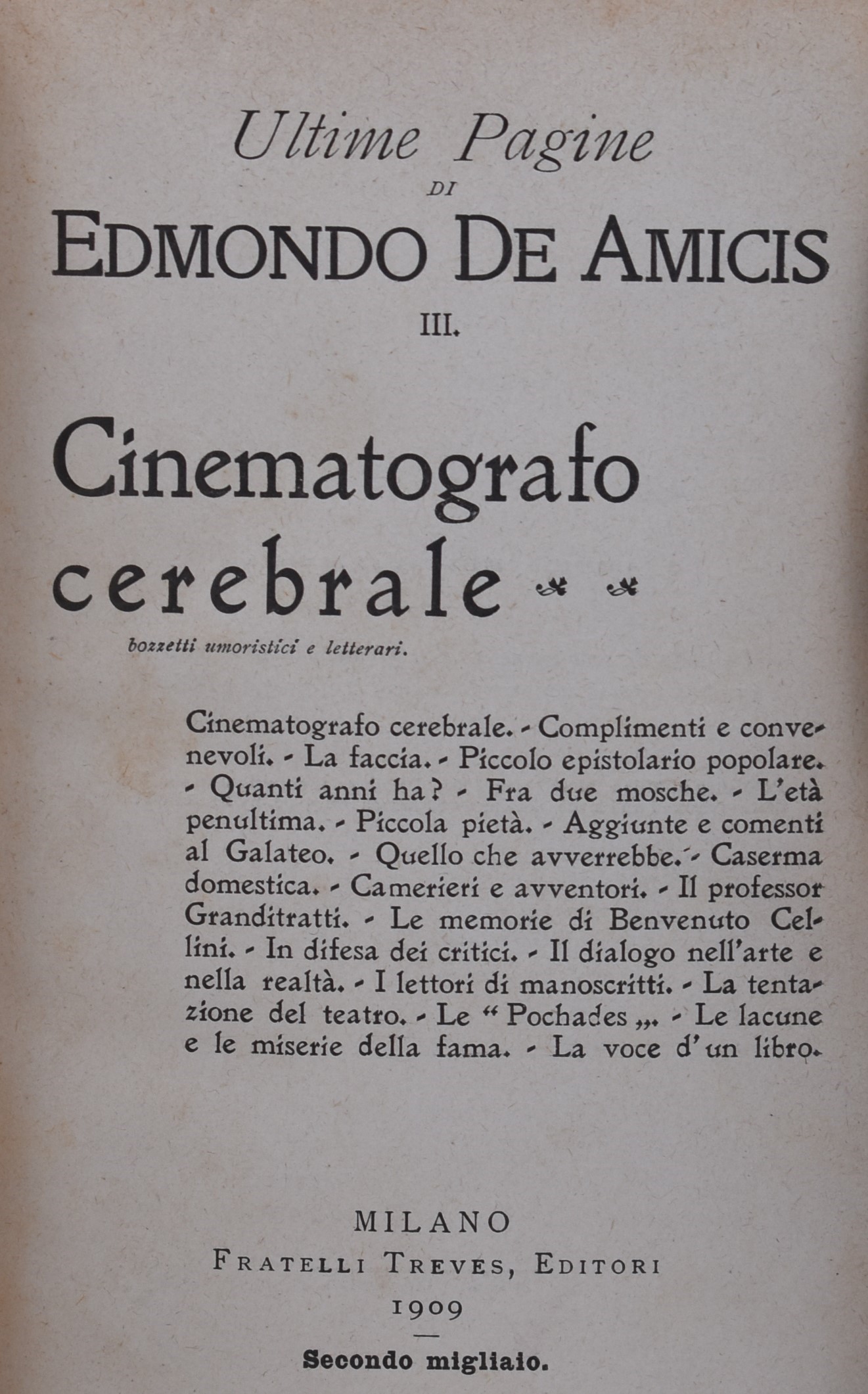 De Amicis, Edmondo. Cinematografo Cerebrale. 1909.