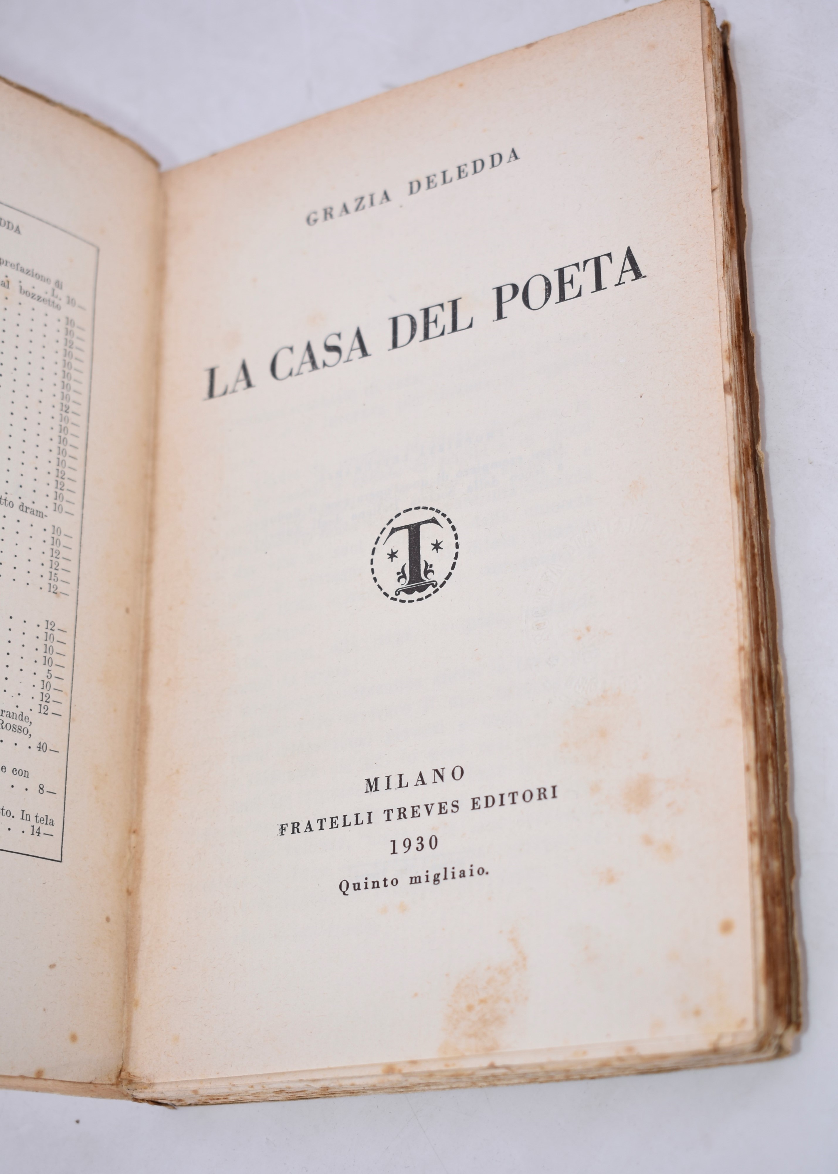 Deledda, Grazia. la Casa del Poeta. 1930.