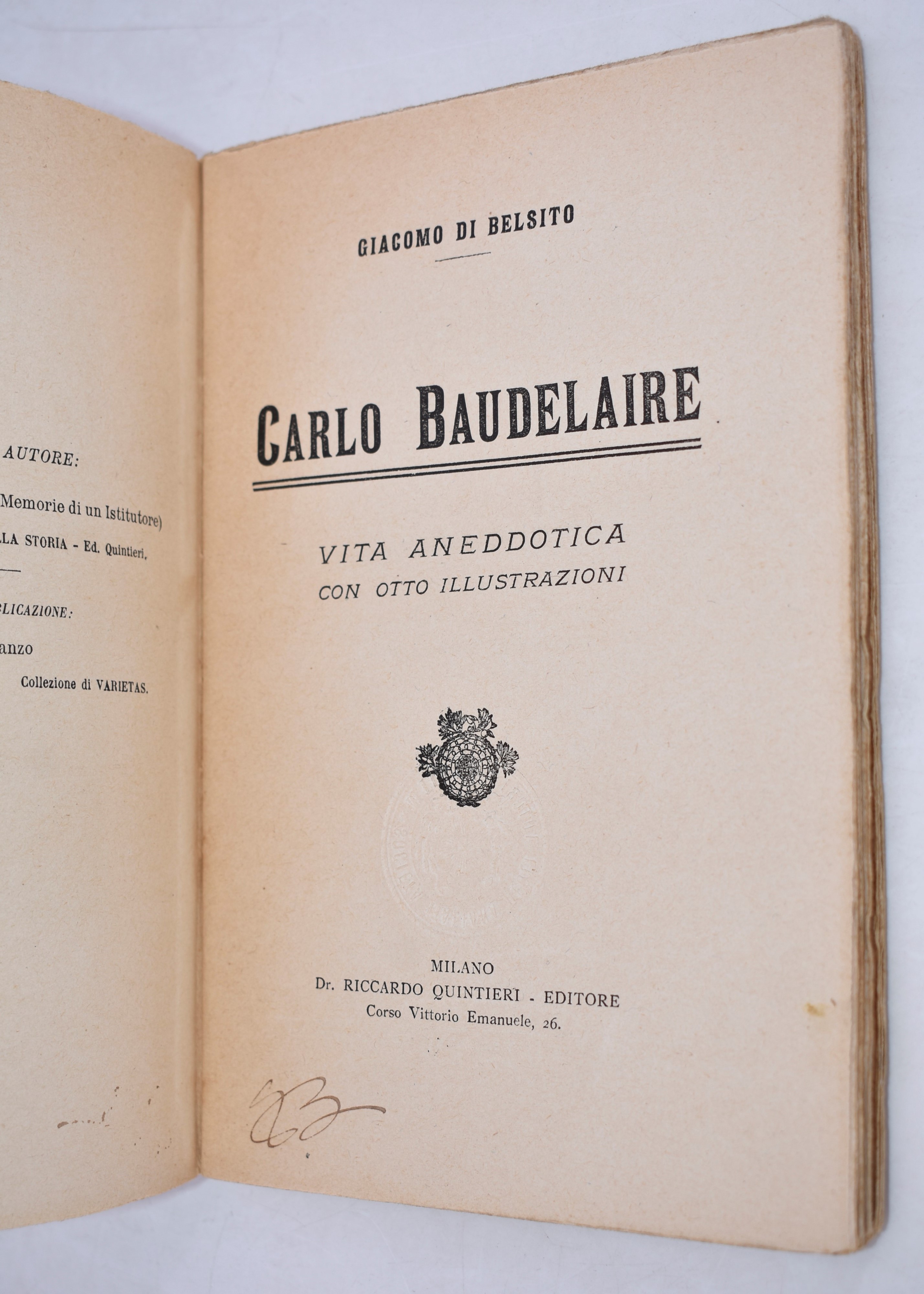 Di Belsito, Giacomo. Carlo Baudelaire. Vita Aneddotica. 1914.