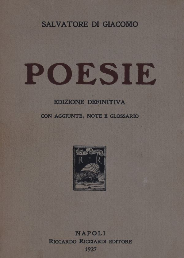 DI GIACOMO, Salvatore. POESIE. EDIZIONE DEFINITIVA. 1927.