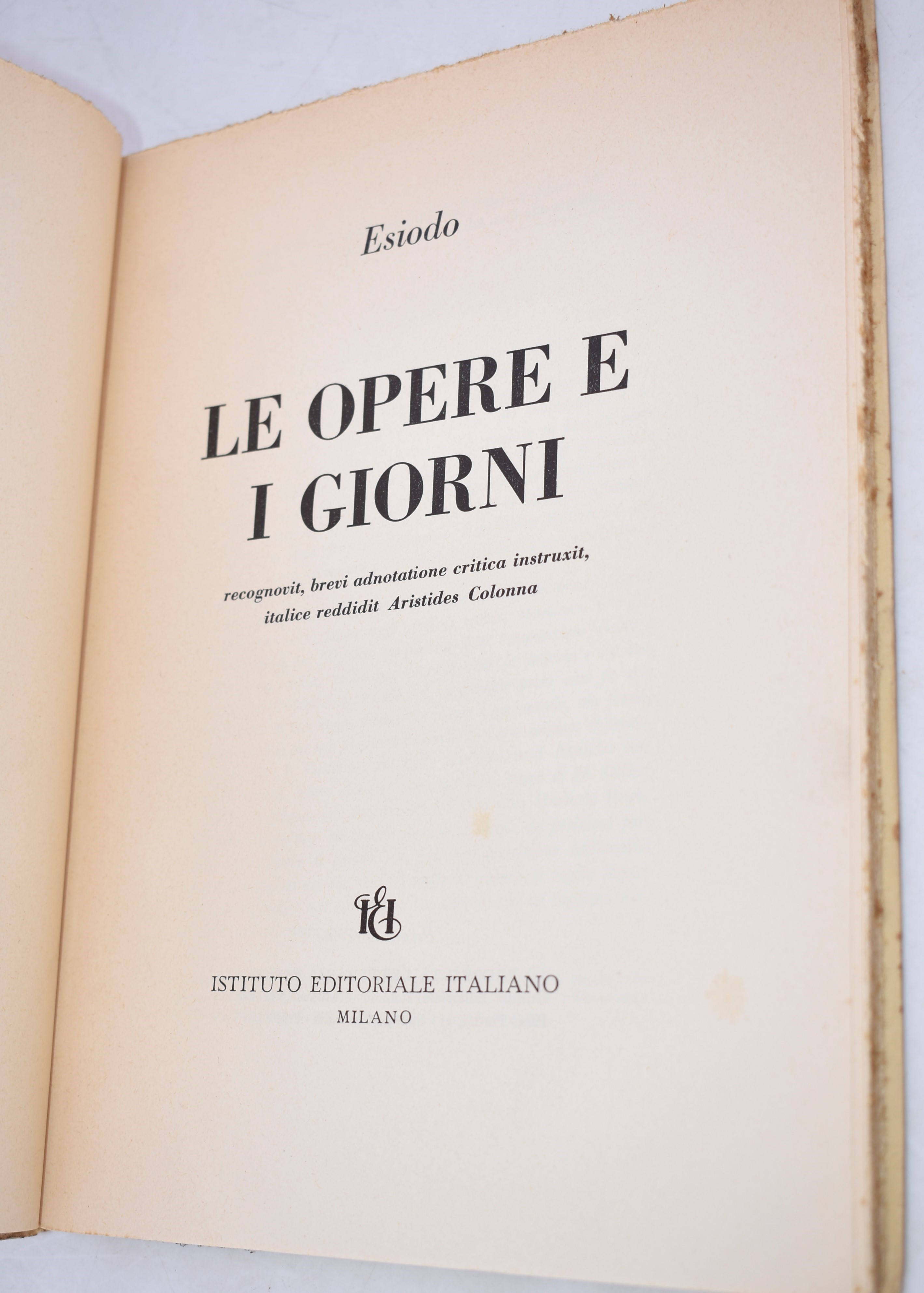 Esiodo le Opere e i Giorni. s.D.