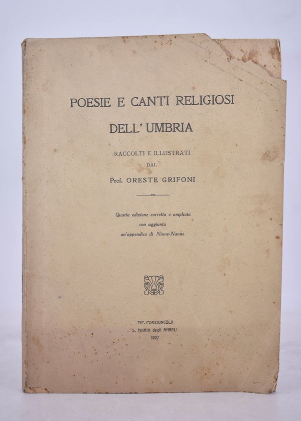 GRIFONI, Oreste. POESIE E CANTI RELIGIOSI DELL'UMBRIA. 1927.