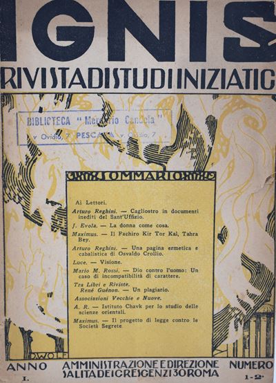 Ignis. Rivista di Studi Iniziatici, Anno i N. 1-2. 1925.