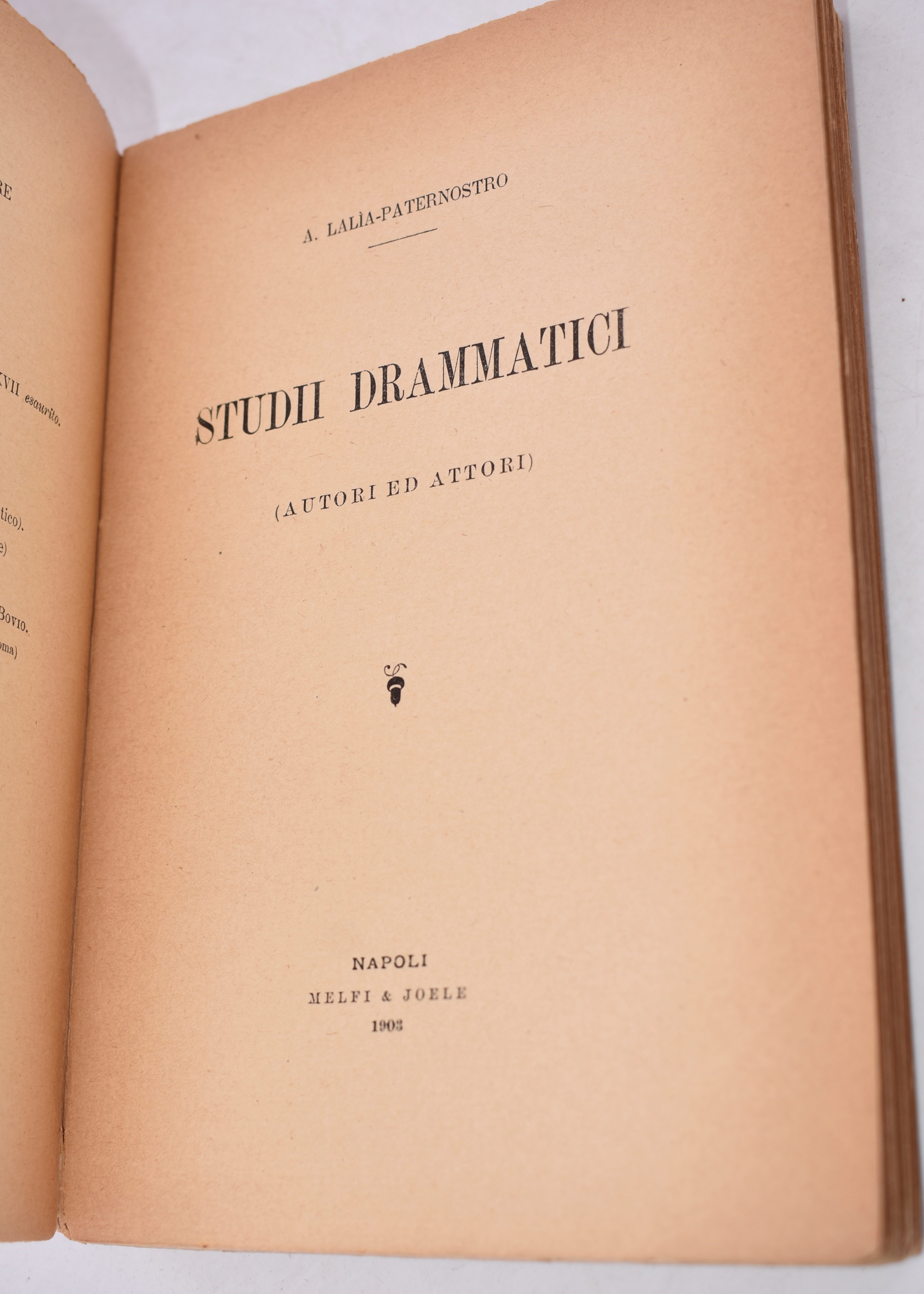 Lalia Paternostro, Alessandro. Studii Drammatici. 1903.