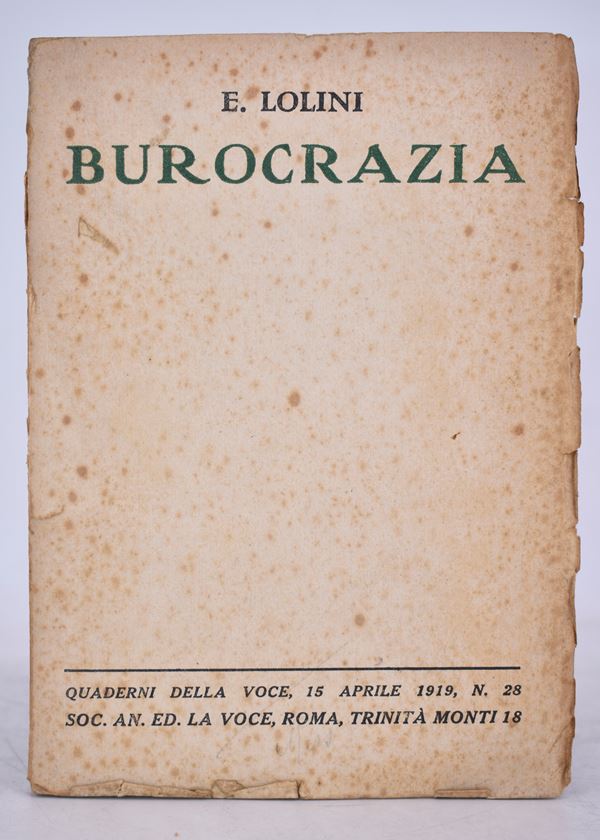 LOLINI, Ettore. BUROCRAZIA. 1919.