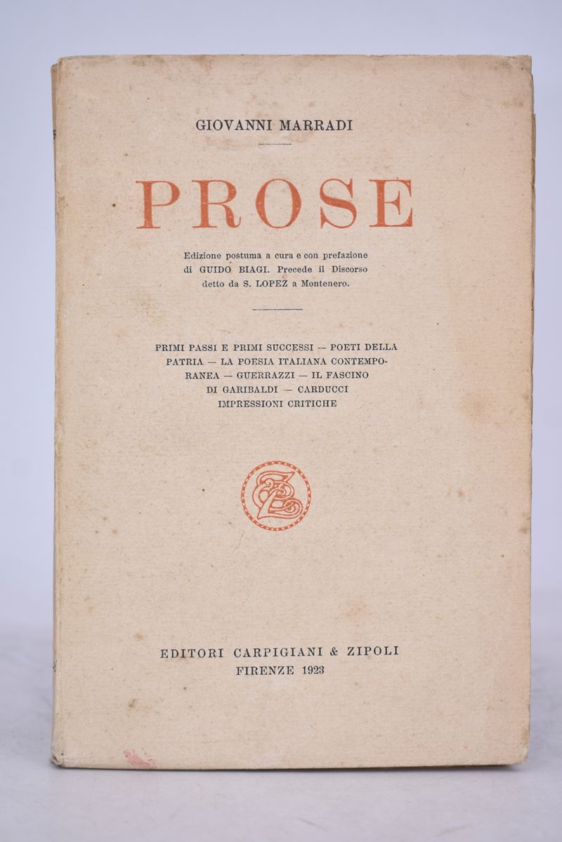 Marradi, Giovanni. Prose. 1923.
