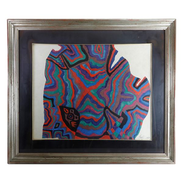 CORRADO CAGLI - Abstract, multiple on paper applied on canvas