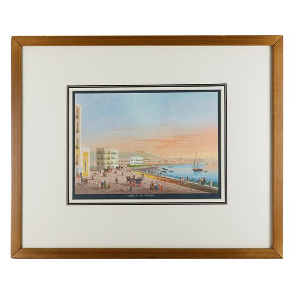 View of the Gulf of Naples, gouache on paper  (mid 20th century)  - Auction Smart Auction: furniture, paintings, sculptures, silver and more at affordable prices - Bertolami Fine Art - Casa d'Aste