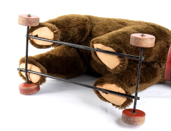 antique steiff bear on wheels