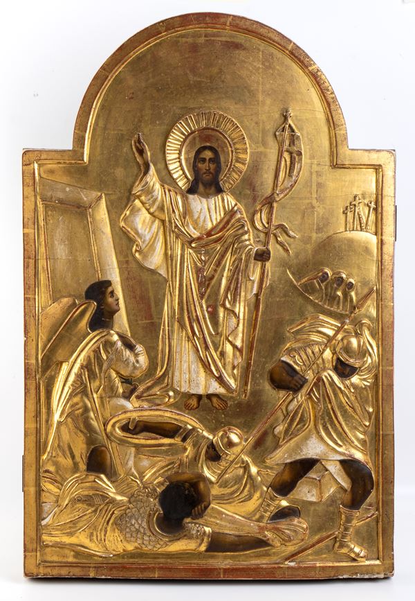 Icona dorata raffigurante la Resurrezione di Cristo