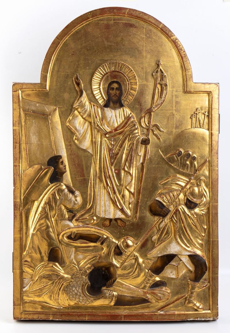 Icona Dorata Raffigurante la Resurrezione di Cristo