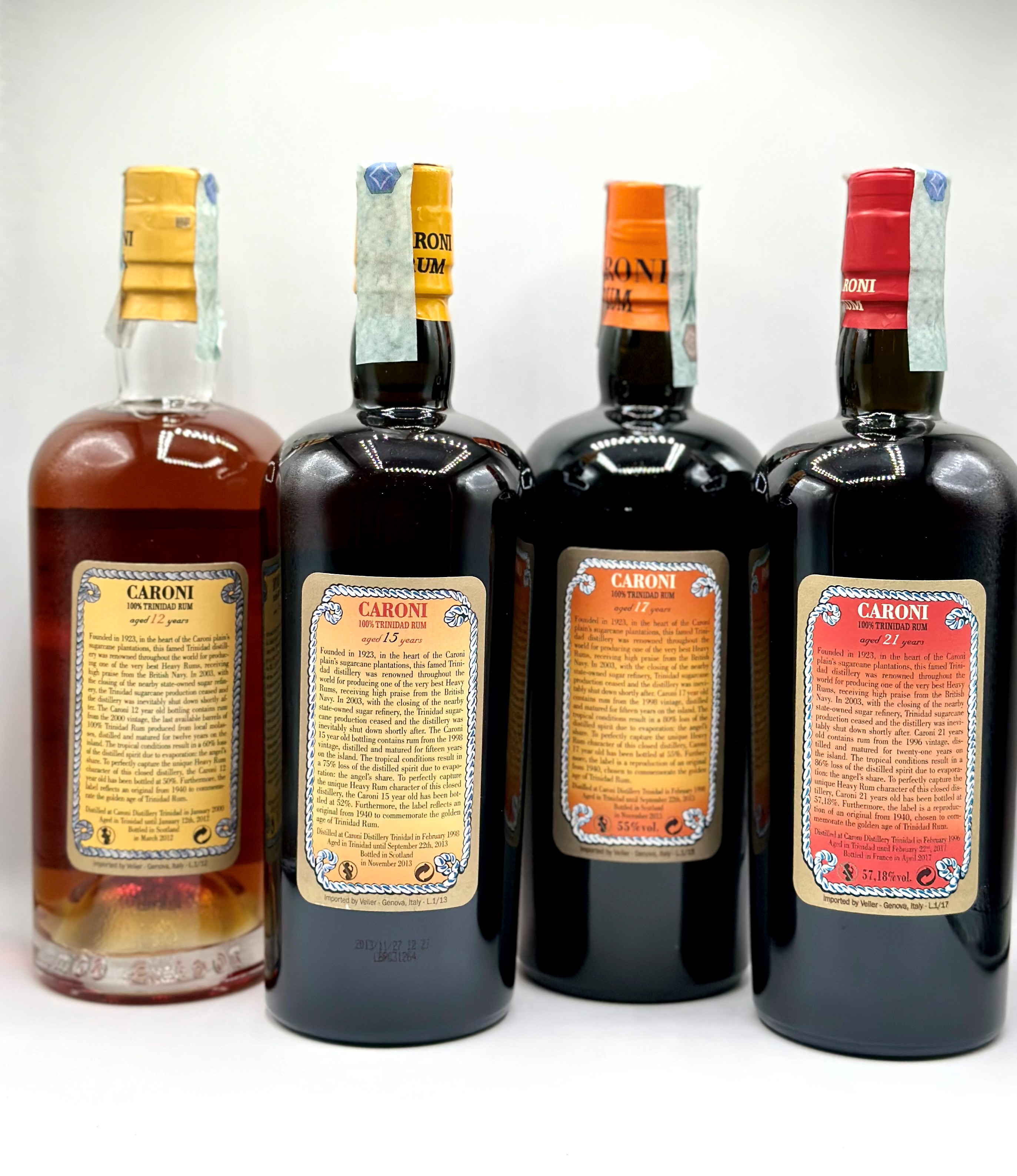 Caroni, 12 Years Old Extra Strong Rum - 15 Year Old Extra Strong Rum - High Proof 17 Year Old Rum...
