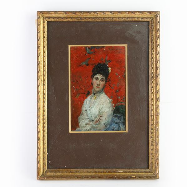 Portrait of a Lady on a red background