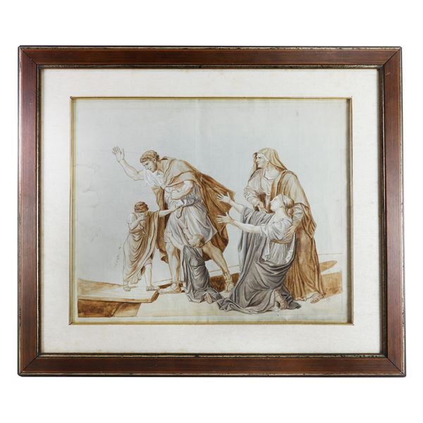 Disegno dall' antico  (XIX/XX secolo)  - Acquarello su carta - Asta Smart Auction: arredi, dipinti, sculture, argenti e altro a prezzi vantaggiosi - Bertolami Fine Art - Casa d'Aste