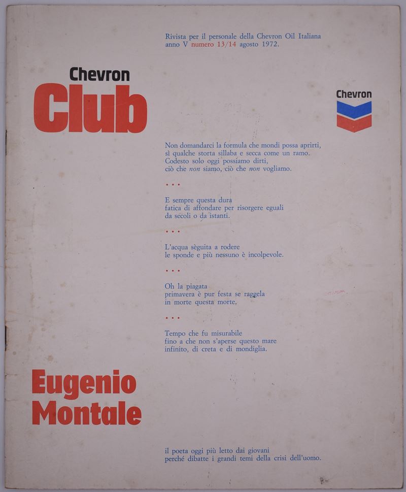 Chevron Club – Eugenio Montale. Agosto 1972.
