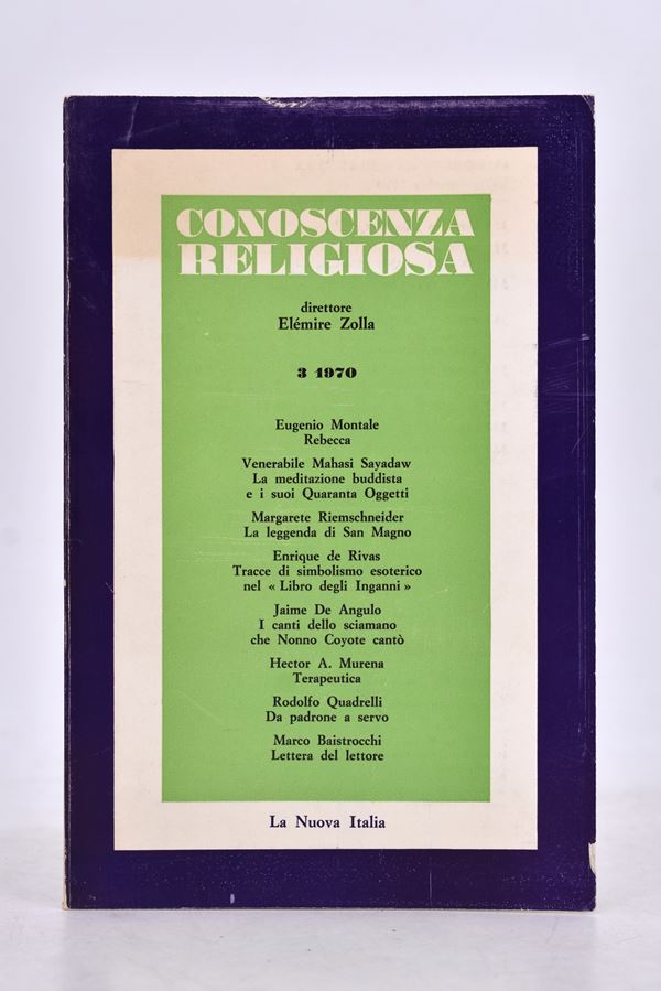 CONOSCENZA RELIGIOSA 3/1970. 1970.  - Auction Ancient and rare books, italian first editions of 20th century - Bertolami Fine Art - Casa d'Aste